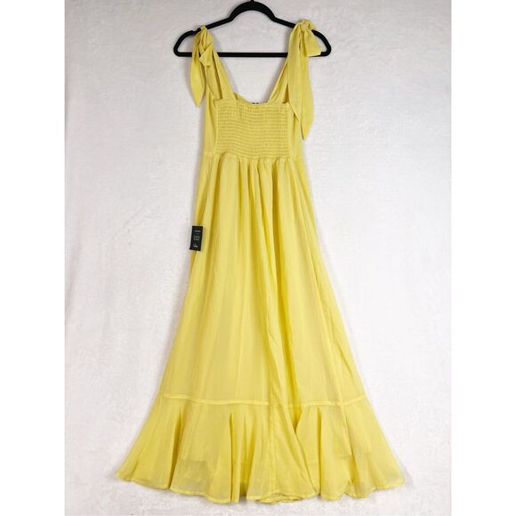 Lulus Summer Invite Yellow Tie-Strap Tiered Midi Dress Size XS NWT - Picture 8 of 11